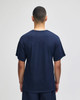 A navy blue Champion Adult Jersey Short Sleeve T-Shirt featuring a logo, viewed from the back.