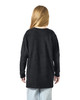A back view of a black long sleeve youth t-shirt, featuring a relaxed fit and casual design.
