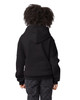 A black youth pullover hooded sweatshirt with a hood, shown from the back. Features a simple design.