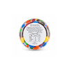 A clear can filled with colourful Milk Chocolate M&M's, featuring red, blue, yellow, green, black, and orange candies.