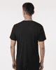 A black men's performance t-shirt viewed from the back, featuring a simple cut and a discreet logo.