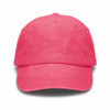 A vintage washed cap in a vibrant pink colour with a curved brim and an adjustable strap at the back.
