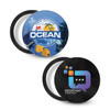 A multi-functional magnetic badge in blue and black, featuring vibrant underwater designs and logos.