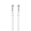 A white 100W charging cable with silver connectors on both ends, featuring a flexible design.