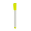 A whiteboard marker featuring a white body and bright yellow cap and end. It has branding on the barrel.