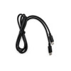 A black USB-C cable with two connectors, coiled and secured with a band.