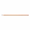 A wooden graphite pencil with a round barrel and sharpened tip, featuring a simple design and a subtle logo.