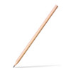 A wooden round-barrel graphite pencil with a sharpened graphite tip, featuring a simple design and natural finish.