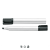 A Staedtler Lumocolor whiteboard marker with a chisel tip in silver and black, featuring a textured grip.
