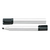 A whiteboard marker with a chisel tip, featuring a black cap and a sleek silver barrel. It has a brand logo.