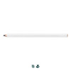 A carpenter's pencil in white with a sharpened point, featuring a simple design and branding.