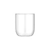 A drink bottle and cup set featuring clear glass, designed elegantly with a modern shape. Includes a logo.