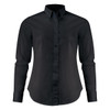 A black women's Acton shirt with long sleeves and a collared neckline, featuring a button-up front and a tailored fit.
