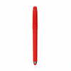 A red fidget gel pen with a glossy finish and a silver accent, featuring a clip and a rubber tip.