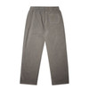 Cuffless track pants in faded grey with an elastic waistband and a back pocket. Features a branding logo.