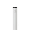 A white ballpoint pen made from recycled aluminium, featuring a black twist top and a logo.