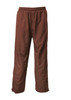 Brown track pants featuring an elastic waistband and a simple design. Includes a logo on the fabric.