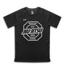 A black unisex T-shirt with a graphic design featuring a logo and text related to Brazilian Jiu-Jitsu.