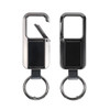 A sleek, silver Smart Tag Bluetooth Tracker with a keyring and a carabiner-style clip, featuring a smooth surface.