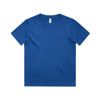A blue kids' t-shirt featuring a crew neckline and short sleeves. The shirt has a brand logo on the label.