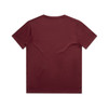 A maroon kids' t-shirt with short sleeves and a plain back, featuring a logo on the front.