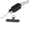 A black smartphone lanyard with a built-in 5-in-1 charging cable and a keyring attachment.