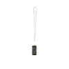 A recycled plastic smartphone lanyard in black, featuring a built-in 5-in-1 charging cable and a logo.