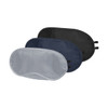Three eye masks in grey, navy, and black, featuring a simple design and elastic straps for a secure fit.