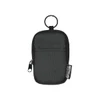 A small black pouch made from recycled polyester, featuring a zip closure and a loop for attachment.