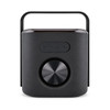 A black Hudson Bluetooth speaker with a round control dial and a handle at the top.