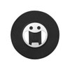 A black magnetic phone stand with a silver bottle opener, featuring a rounded design and a smiling face.