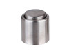 A drink bottle stopper made of stainless steel with a sleek, shiny finish. It has a round top and a cylindrical shape.