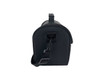 A black insulated lunch bag featuring a handle and adjustable strap, with a sleek, textured design.