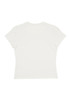 A women's baby tee in white, featuring a simple design without any visible branding.