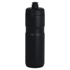 A drink bottle in matte black, featuring a screw-on lid and a logo on the side. Holds 750ml.