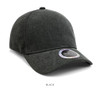A black enzyme washed unstructured cap with a round logo on the side.