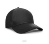 A black cap made from 100% polyester (Cool Dry) with a textured finish and a logo.