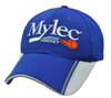 A blue cap with a white mesh underside and a logo on the front. Features include a sporty design and curved brim.