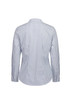 A women's long sleeve shirt featuring a blue and white checked pattern and a back view with a collar.