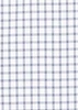 A white long sleeve shirt featuring a navy blue checked pattern, with a logo on the label.
