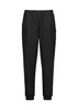 A pair of black jogger scrub pants with pockets and a fitted cuff at the ankles.