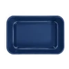 A navy blue double tray lunchbox with a rectangular shape and a glossy finish. It features a logo.