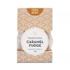 A package of traditional caramel fudge, featuring a decorative gold and white design, containing 125g of fudge.
