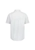 A white short sleeve shirt with a classic fit, featuring a back yoke and a subtle logo.