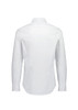 A slim fit long sleeve shirt in white, featuring a classic collar and buttoned cuffs. The back view highlights its tailored design.