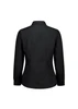 A black long sleeve women's shirt with a fitted design and a collar, featuring buttons on the cuffs.