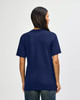 A navy blue Gildan Softstyle adult T-shirt viewed from the back, featuring a plain design and a logo.