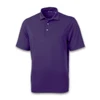 A purple men's polo shirt with a collar and three buttons, featuring a logo on the chest.