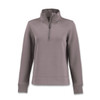 A women's half zip jacket in grey with a high collar and long sleeves, featuring a logo.