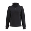 A black women's half zip jacket with long sleeves and a high collar. It includes a branding logo on the jacket.